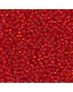 Miyuki Rocailles 11/0 0010F Matte Silver Lined Red