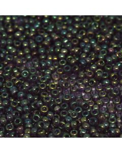 Miyuki Rocailles 11/0 2446 Transparent Dark Green Rainbow Luster