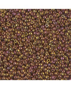 Miyuki Rocailles 11/0 2449 Transparent Tea Berry Gold Iris