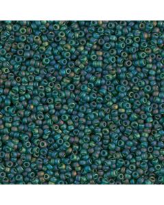 Miyuki Rocailles 15/0 0156FR Matte Transparent Dark Green AB