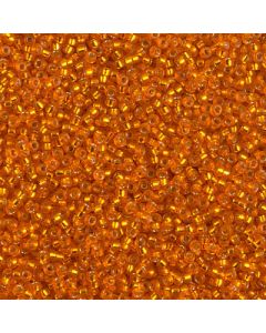 Miyuki Rocailles 15/0 1625 Semi Matte Silver Lined Dyed Orange