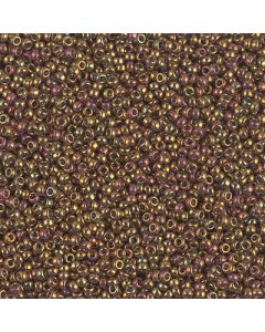 Miyuki Rocailles 15/0 2449 Transparent Tea Berry Gold Iris