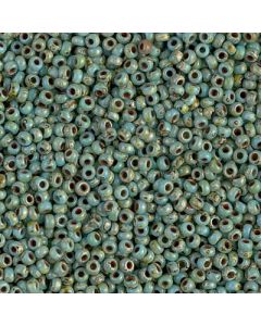 Miyuki Rocailles 15/0 4514 Opaque Turquoise Blue Picasso