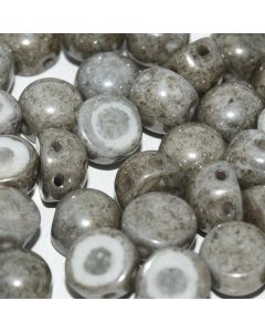 2-Hole Cabochon 03000-14449 Chalk White Grey Luster