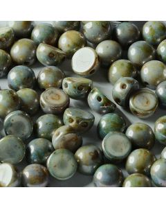 2-Hole Cabochon 03000-65431 Chalk White Blue Luster