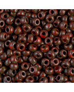 Miyuki Rocailles 6/0 4513 Opaque Red Picasso