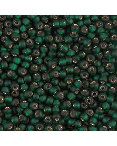 Miyuki Rocailles 8/0 0027F Matte Silver Lined Dark Emerald