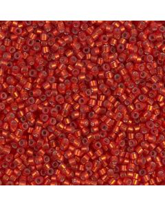 Miyuki Delica 11/0 DB0683 Dyed Semi-Frosted Silver Lined Red Orange