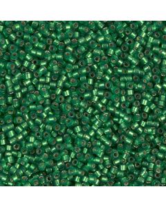 Miyuki Delica 11/0 DB0688 Dyed Semi-Frosted Silver Lined Green