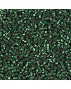 Miyuki Delica 11/0 DB0690 Dyed Semi-Frosted Silver Lined Leaf Green