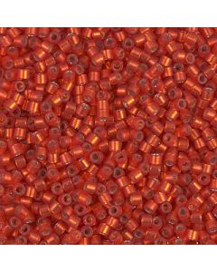 Miyuki Delica 10/0 DBM0683 Dyed Semi-Frosted Silver Lined Red Orange