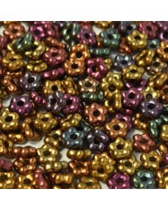 Flower Beads Purple Iris Gold