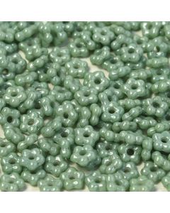 Flower Beads Chalk White Teal Luster