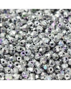 Fire polished 3mm Crystal Glittery Silver