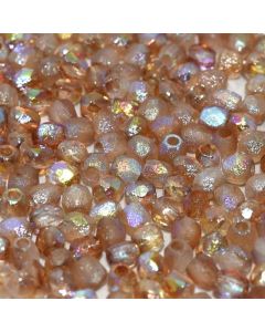 Fire polished 3mm Crystal Etched Brown Rainbow