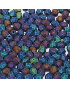 Fire polished 3mm Jet Matted Blue Iris