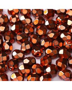 Fire polished 3mm Jet Heavy Metal Salmon