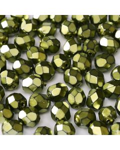 Fire polished 3mm Jet Heavy Metal Green Apple