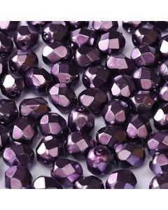 Fire polished 3mm Jet Heavy Metal Dark Magenta