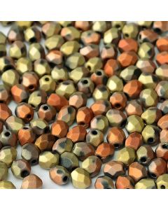 Fire polished 3mm Jet California Gold Rush Matted