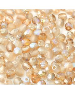 Fire polished 4mm Crystal Etched Brown Rainbow