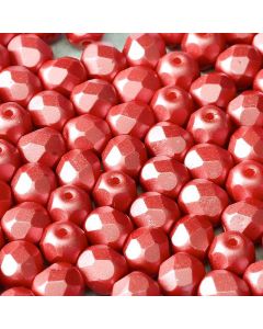 Fire polished 4mm Alabaster Pastel Dark Coral