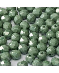 Fire polished 6mm Chalk White Teal Luster