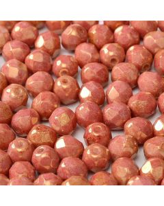 Fire polished 6mm Chalk White Gold Luster