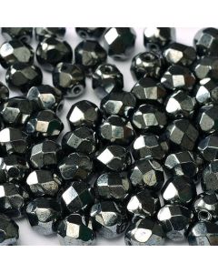 Fire polished 6mm Jet Hematite