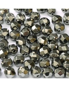 Fire polished 6mm Jet Full Chrome