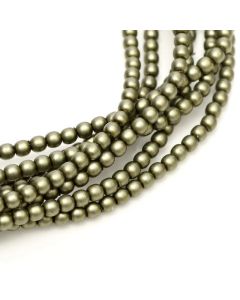 Glass Pearl 4mm Russian Green Satin