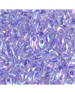 Miyuki Long Magatama 2145 Lilcac Lined Crystal AB