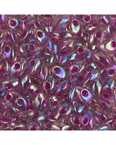 Miyuki Long Magatama 2170 Fuchsia Lined Smoky Amethyst AB