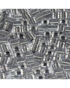 Miyuki Square Beads 4mm 0242 Sparkling Pewter Lined Crystal