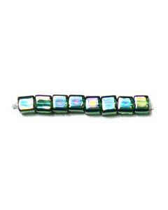 Miyuki Square Beads 1.8mm 0289 Transparent Emerald Rainbow AB