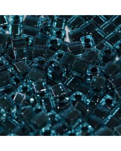 Miyuki Square Beads 4mm 2641 Sparkling Forest Green Lined Aqua