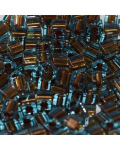 Miyuki Square Beads 4mm 2642 Sparkling Bronze Lined Aqua