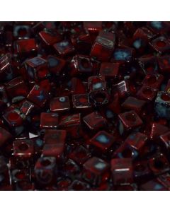 Miyuki Square Beads 4mm 4513 Opaque Red Picasso
