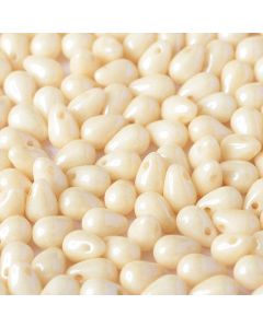 Side Drill Tear Drop 4x6mm Chalk White Champagne Luster