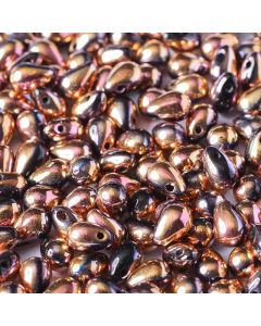 Side Drill Tear Drop 4x6mm Jet Full Capri Rose