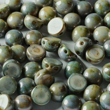 2-Hole Cabochon 03000-65431 Chalk White Blue Luster