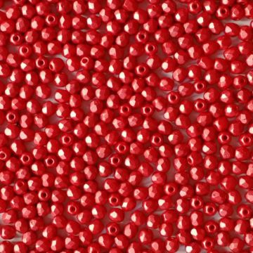 Fire polished 3mm Alabaster Pastel Dark Coral