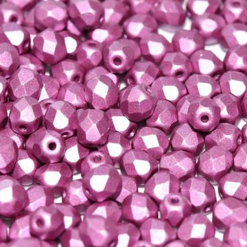 Fire polished 3mm Alabaster Metallic Lilac