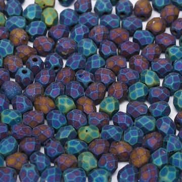 Fire polished 3mm Jet Matted Blue Iris