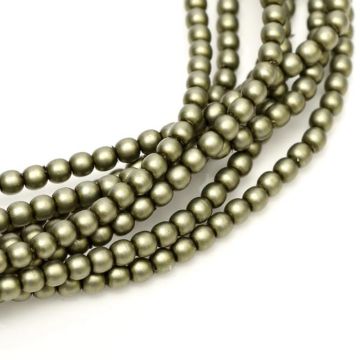 Glass Pearl 2mm Russian Green Satin