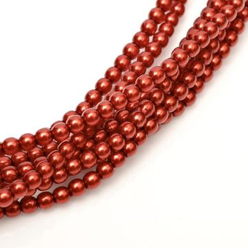Glass Pearl 3mm Orange-Red Satin