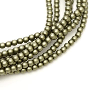 Glass Pearl 3mm Russian Green Satin
