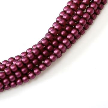 Glass Pearl 4mm Dark Rose Satin
