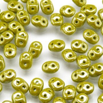 SuperDuo™ Opaque Green White Luster